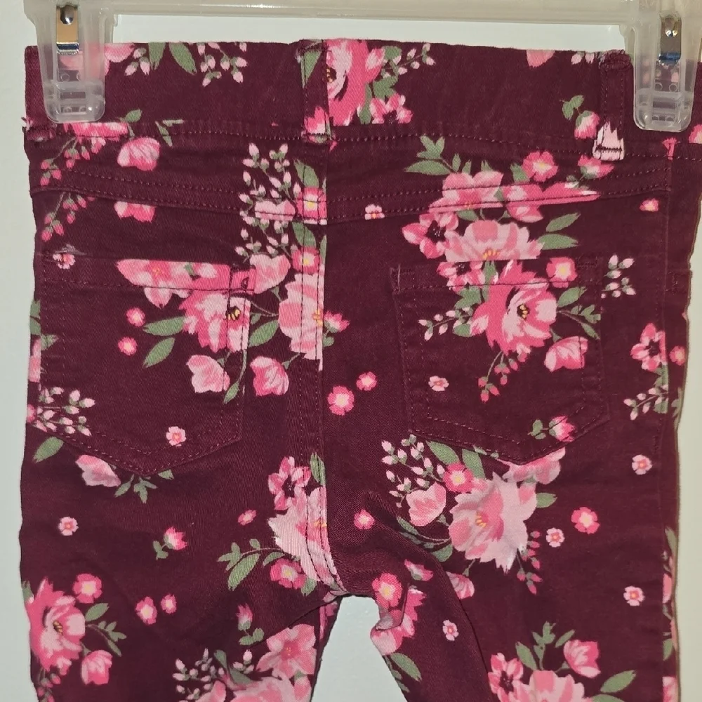 Gymboree Dark Burgandy/maroon Floral Kids Jeggings LOT Q